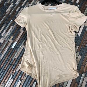 Mustard/beige insanely soft t shirt body suit